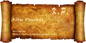 Kóhn Paszkál névjegykártya